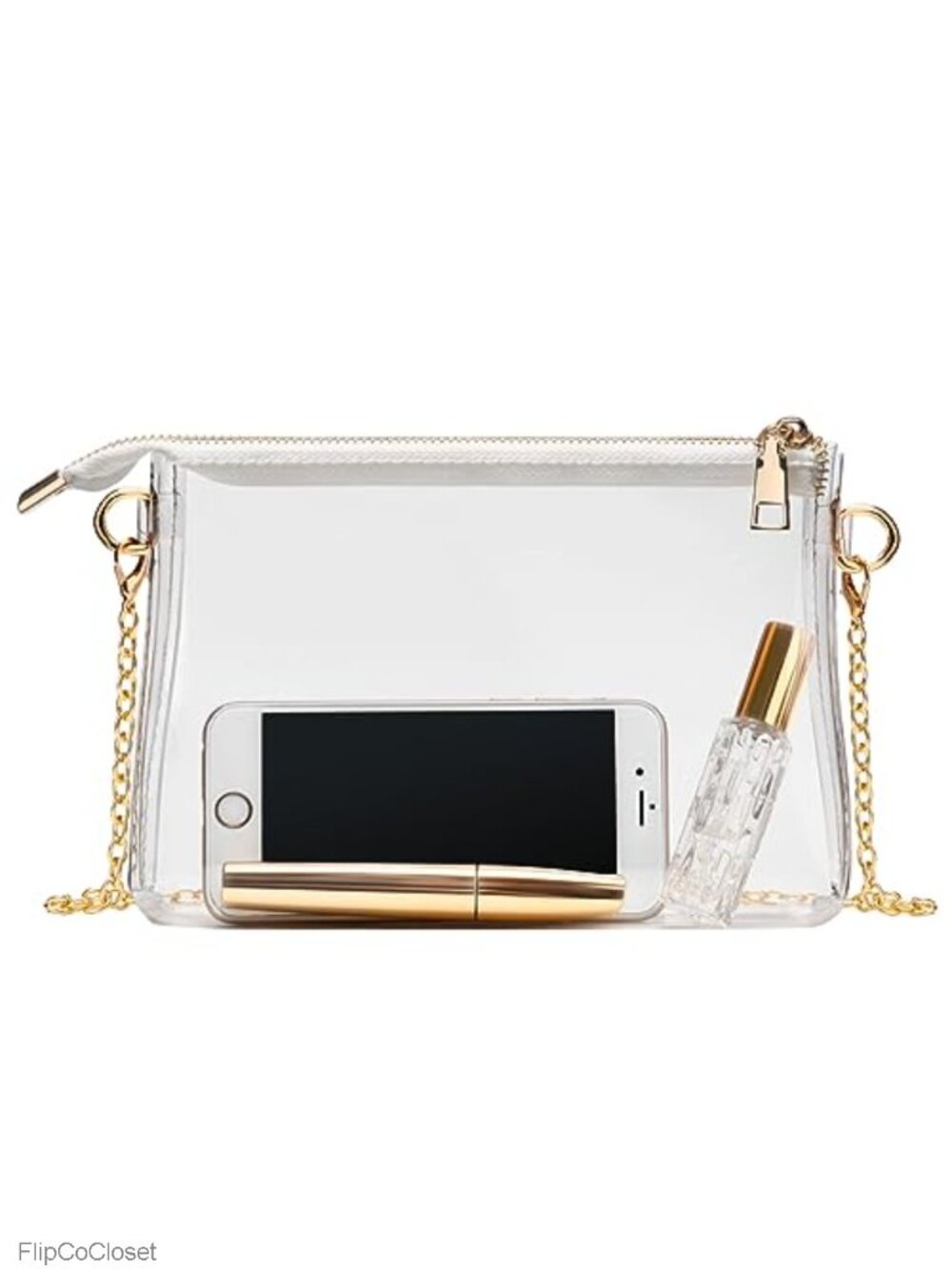 Clear Purse Stadium Approved Transparent PVC Crossbody Bag with Chain
